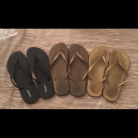bronze flip flops